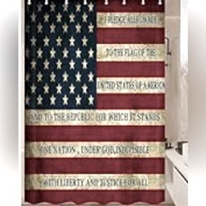 USA PLEDGE ALLEGIANCE SHOWER CURTAIN 46”x70” with rings